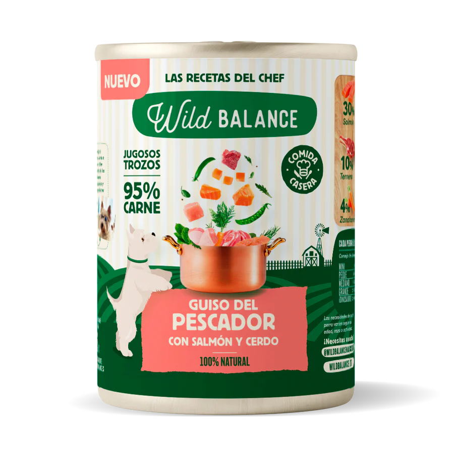 Lata Guiso del Pescador con Salmón y Cerdo para perros 400g