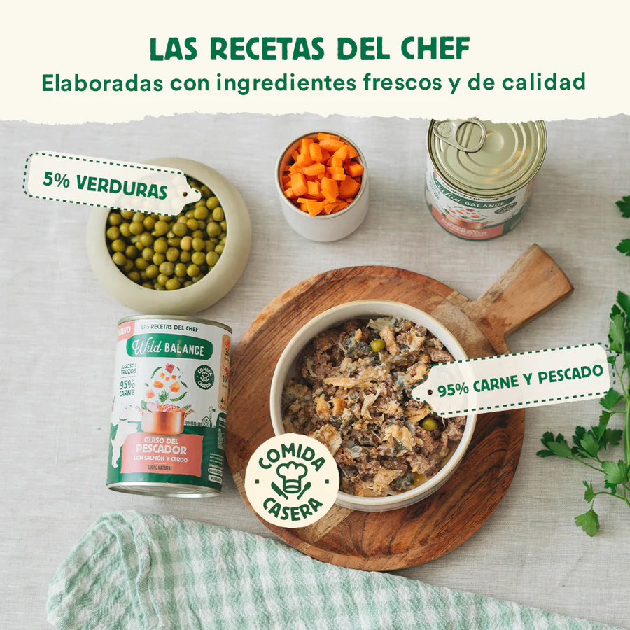 Lata Guiso del Pescador con Salmón y Cerdo para perros 400g - Imagen 2