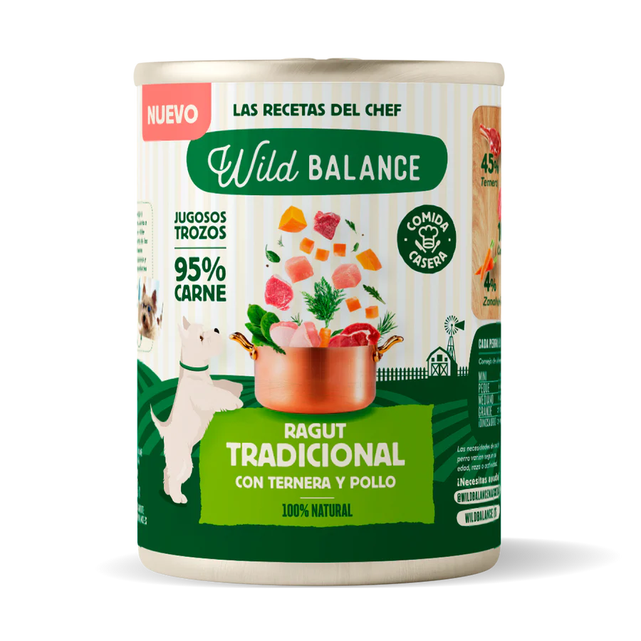 Lata de Ragut tradicional de Ternera y Pollo para perros 400g