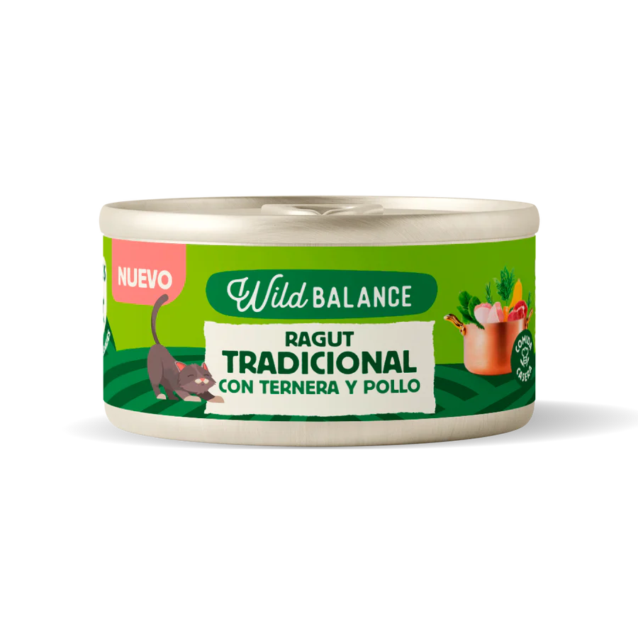 Lata de Ragut Tradicional de Ternera y Pollo para Gatos 80gr