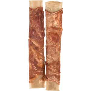 Costilla envuelta en pato natural para perros: snack nutritivo y delicioso.