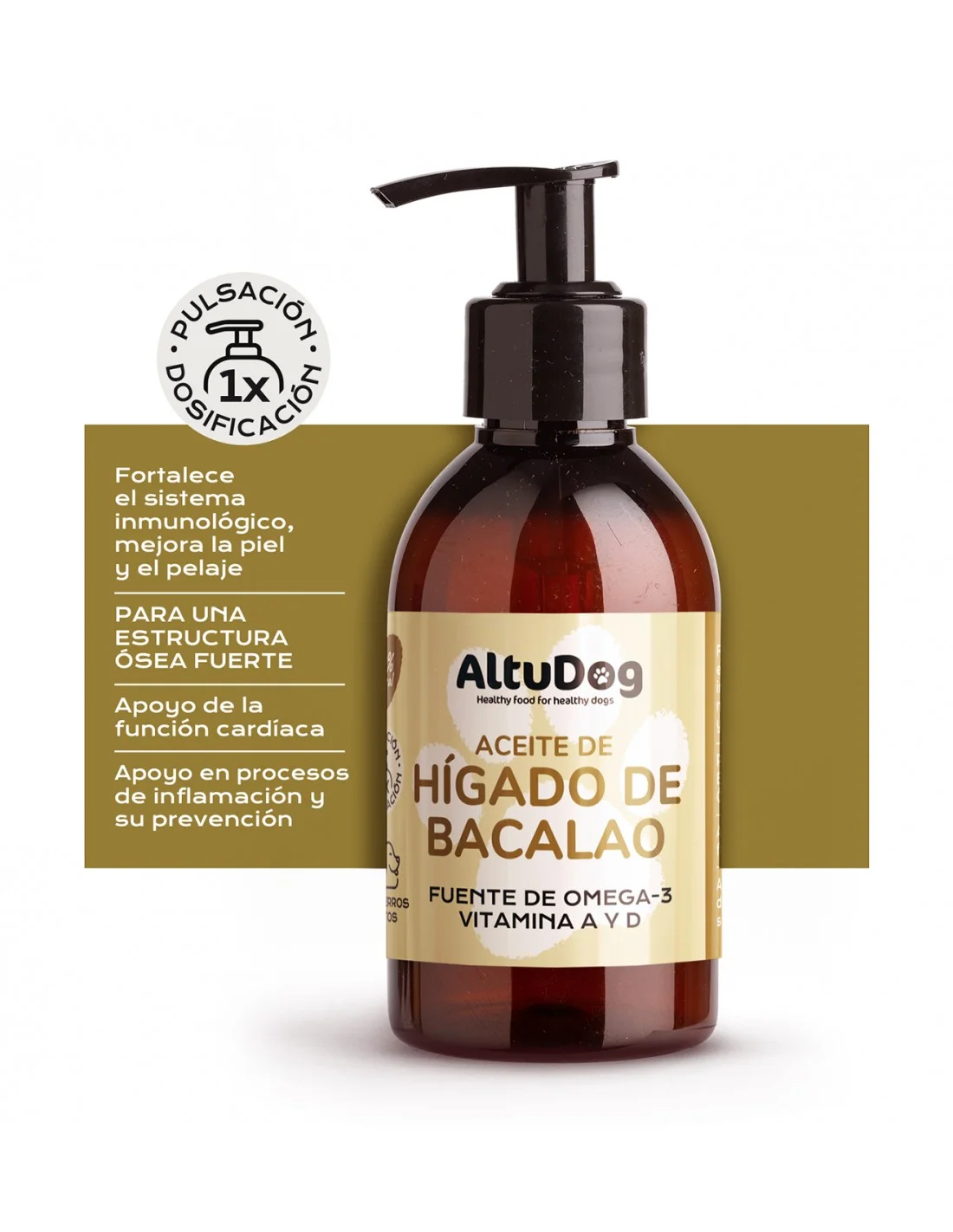 Aceite de hígado de bacalao para perros: suplemento rico en omega-3 y vitaminas.